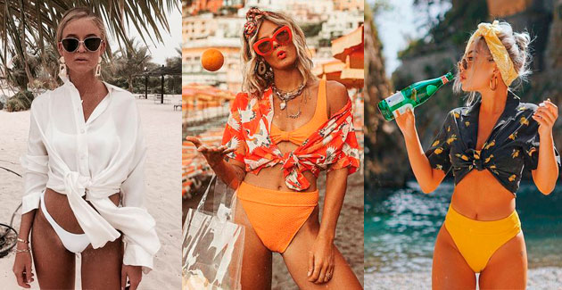 look praia com acessórios